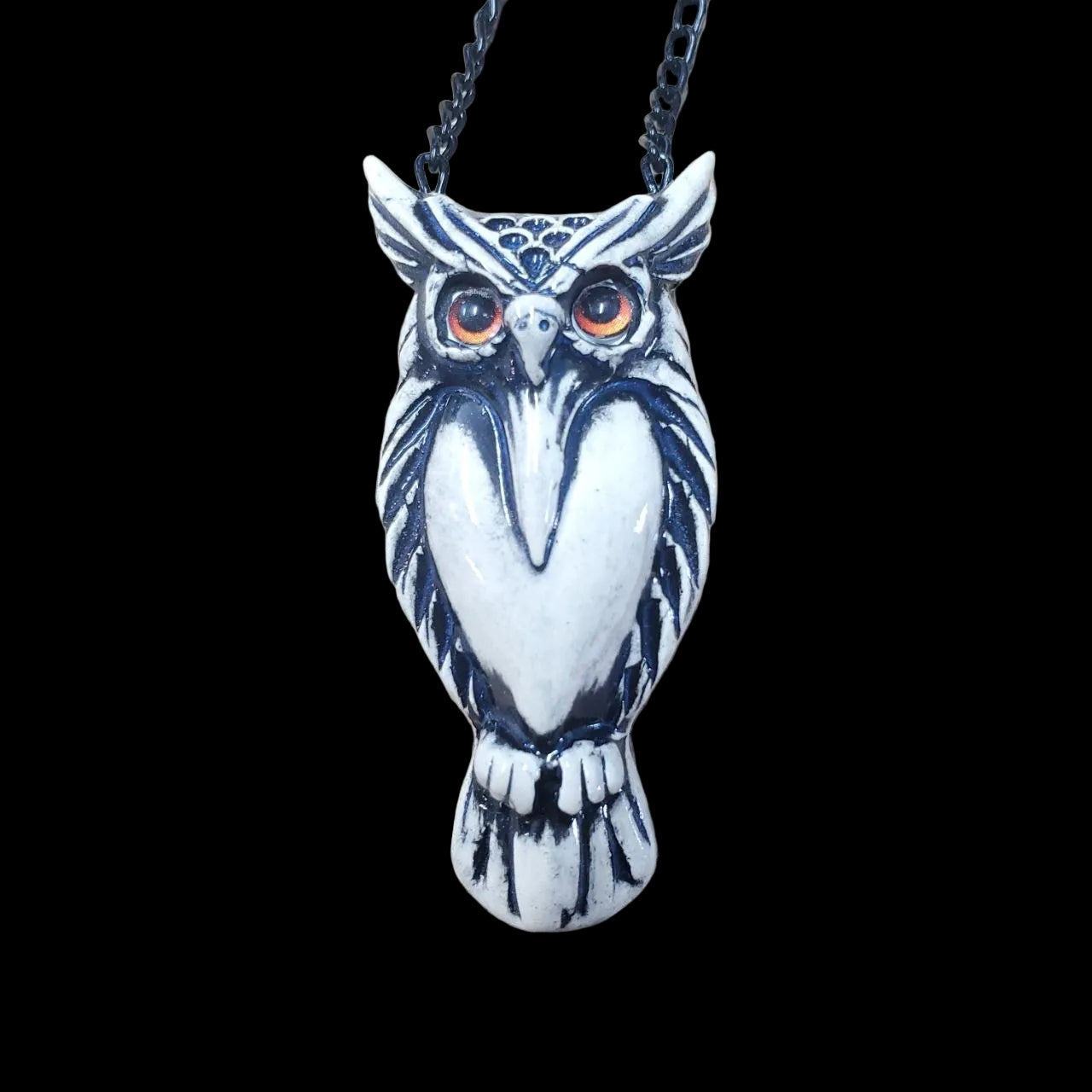 Owl-shaped pendant ocarina on a chain 